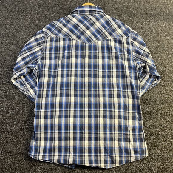 Wrangler 20x‎ Pearl Snap Shirt Blue/Black/White Plaid Men's size XL - Picture 11 of 11